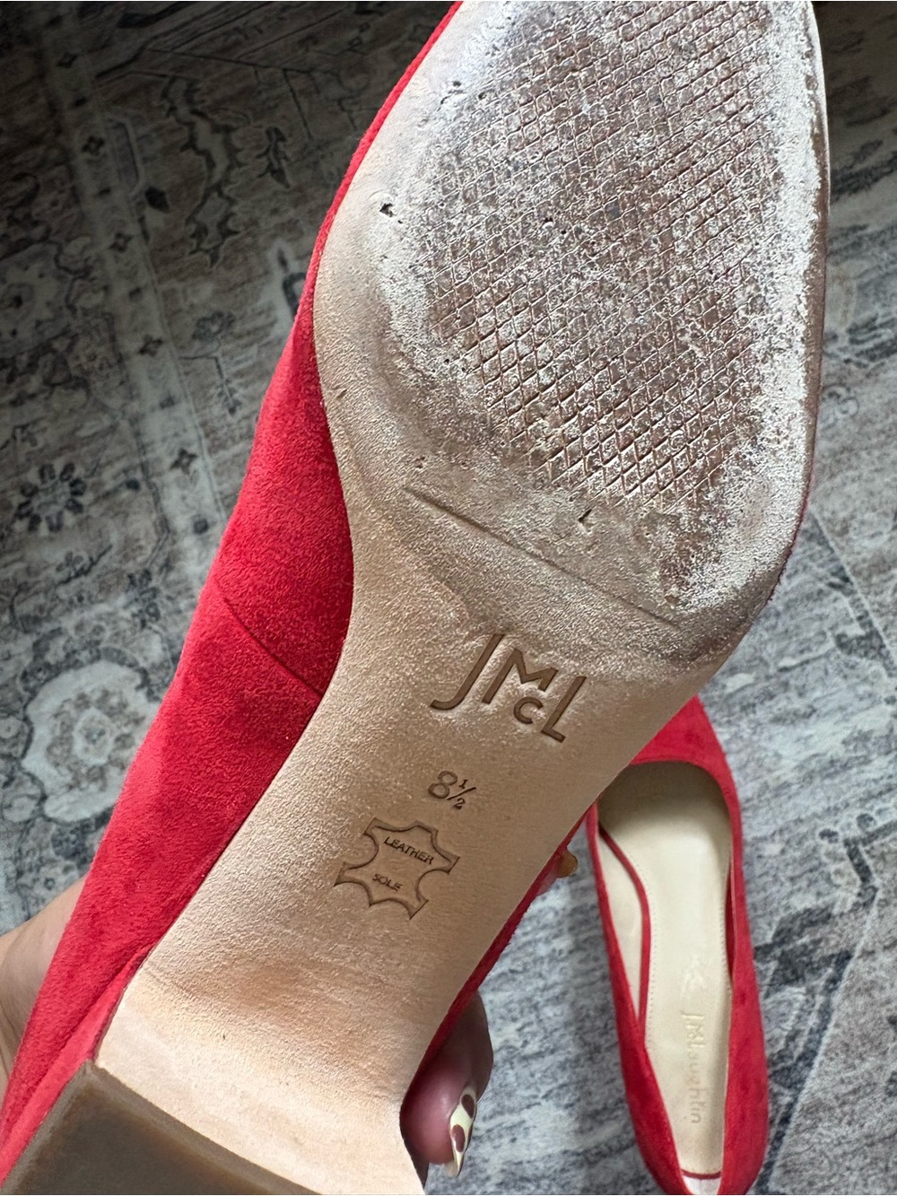 J. McLaughlin Charlene Red Suede Pumps Size 8.5 Slip On Shoes Heels Career Work - Picture 2 of 9